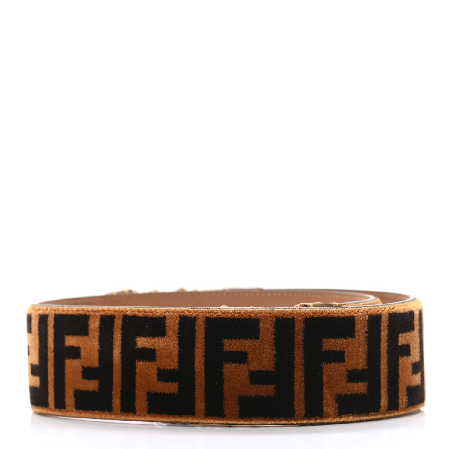 Fendi Velvet FF Belt 85 34 Tobacco 2 of 6
