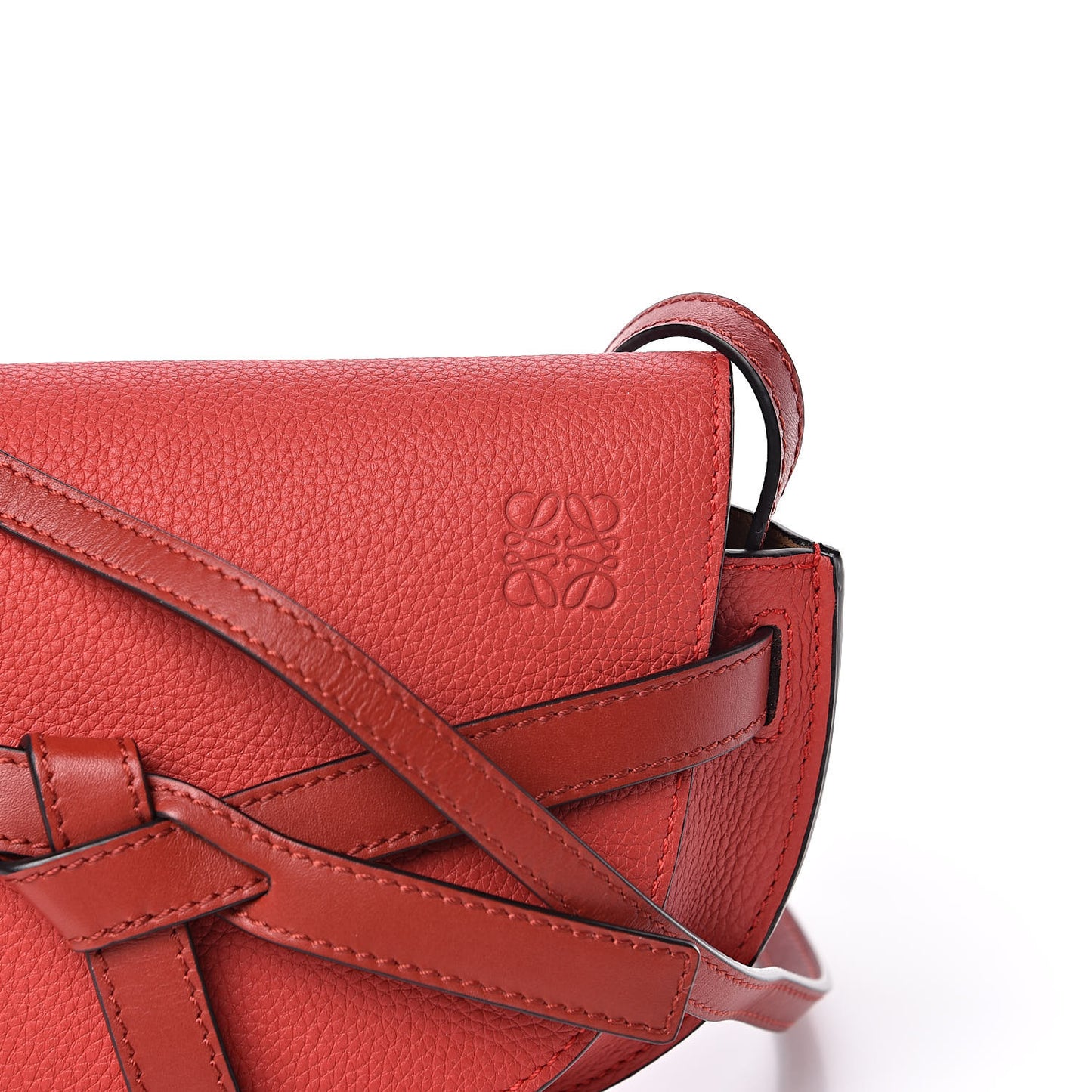 Grained Calfskin Mini Gate Crossbody Bag Scarlet Burnt Red