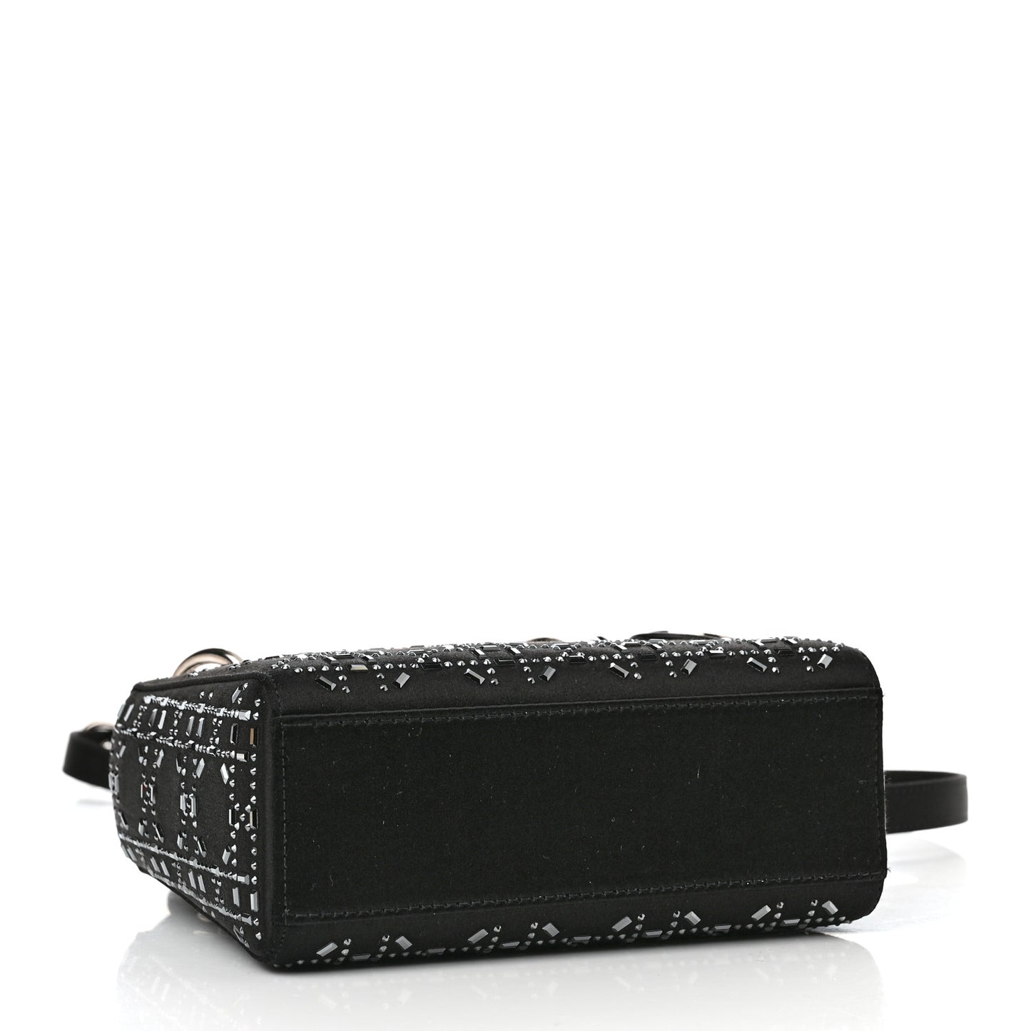 Satin Crystal Cannage Mini Lady Dior Black