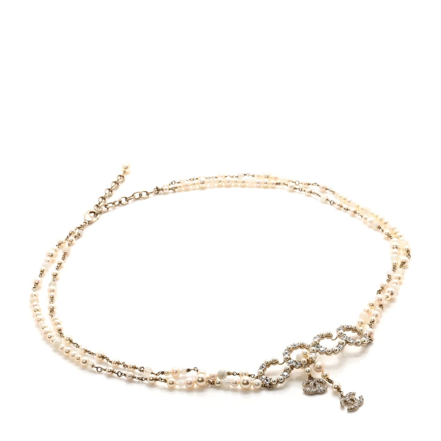 Pearl Crystal Coco Double Strand Belt Pearly White