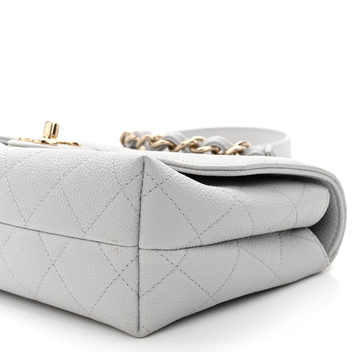 Caviar Quilted Small City Walk Flap Light Grey