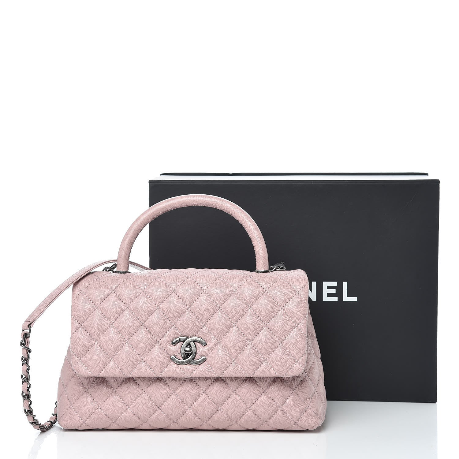 Chanel Caviar Quilted Small Coco Handle Flap Pink 11 of 11