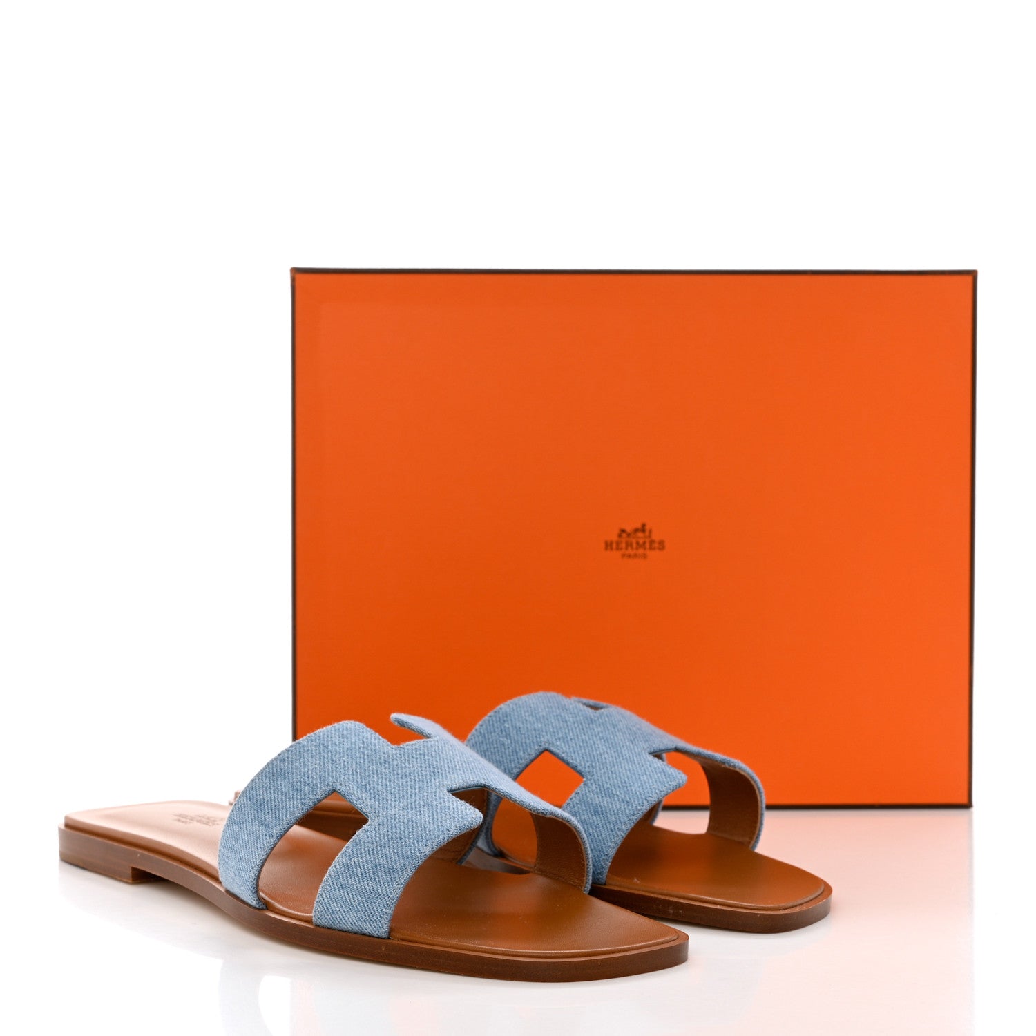 Hermes Denim Canvas Oran Sandals 41 Bleu Clair 9 of 9