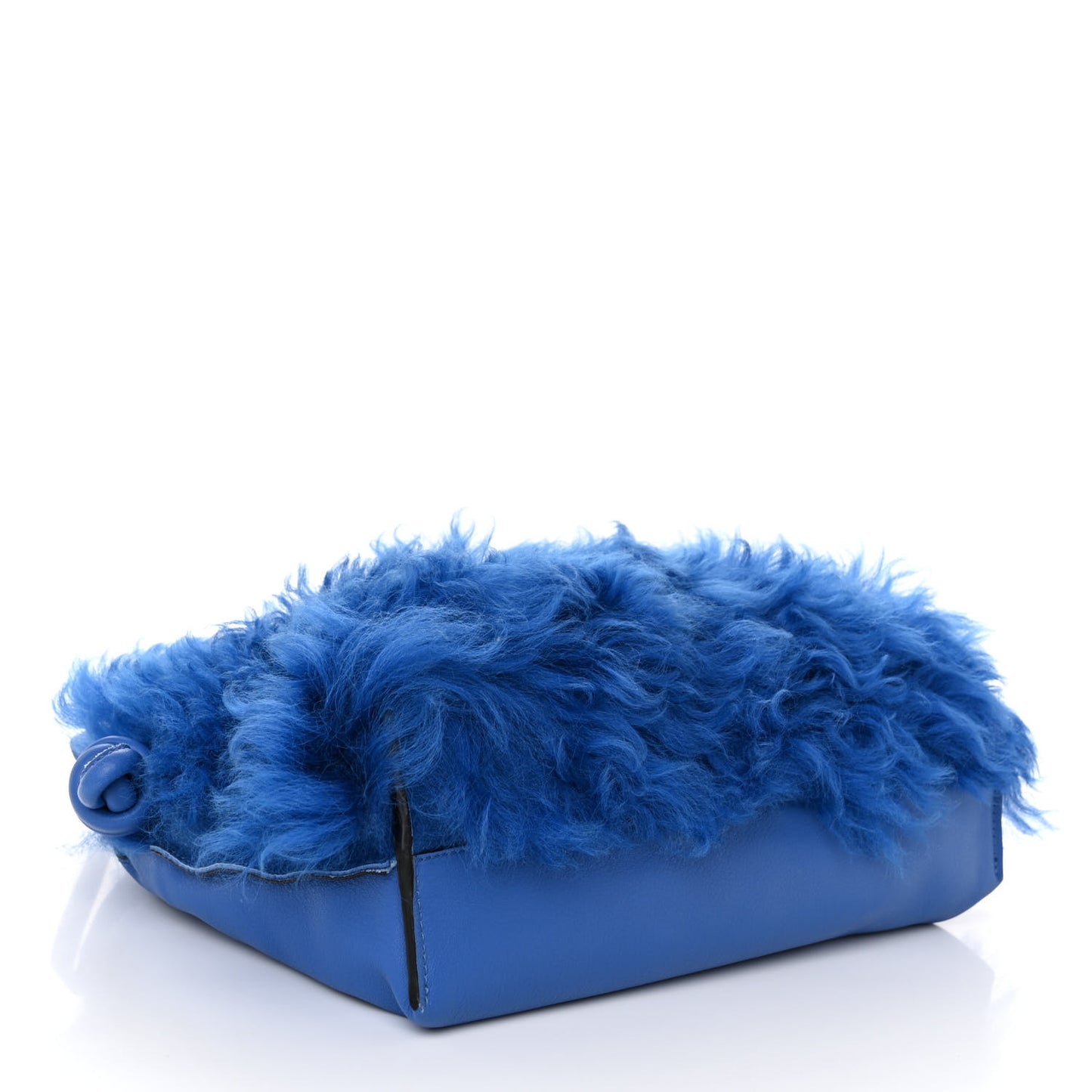 Nappa Shearling Flamenco Knot Clutch Blue
