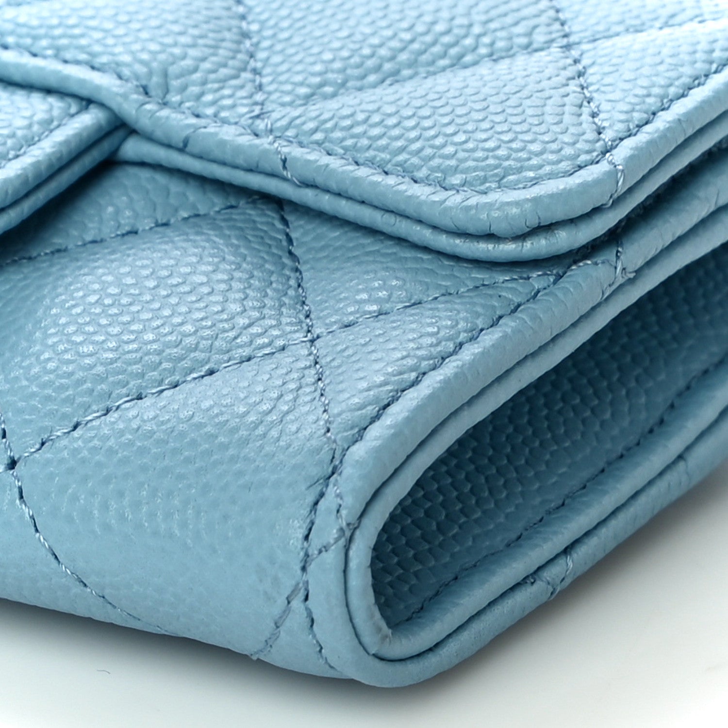 Chanel Caviar Quilted Flap Card Holder Wallet Light Blue 11 of 11