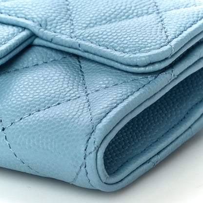 Chanel Caviar Quilted Flap Card Holder Wallet Light Blue 11 of 11