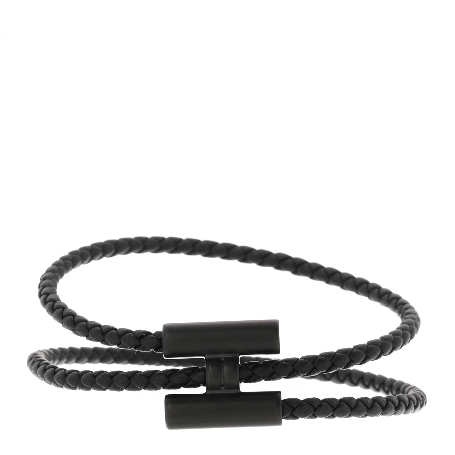 Hermes Swift Double Wrap Cord Tournis Tresse Bracelet T6 So Black 1 of 5