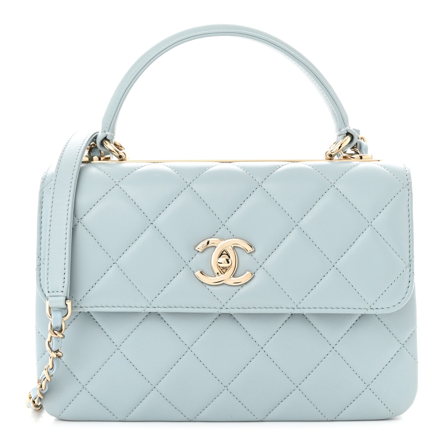 Chanel Lambskin Quilted Small Trendy CC Flap Dual Handle Bag Light Blue 1 of 10
