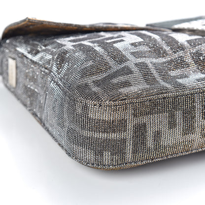 Fendi Metallic Lurex Zucca Vitello Baguette Oro Argento 9 of 10