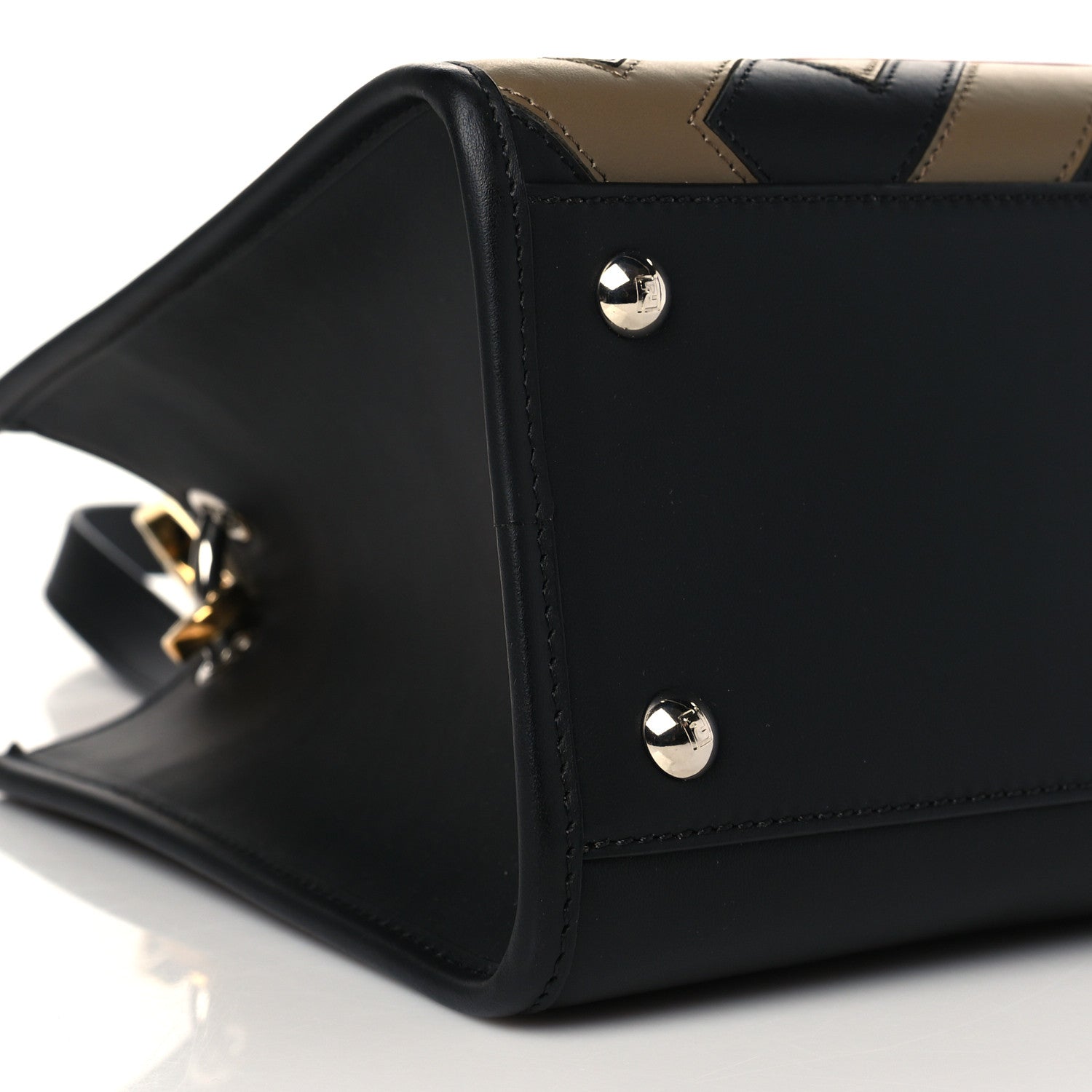 Fendi Vitello Century F is Fendi FF Diagonal Inlay Small Runaway Satchel Fango Black Fragola 7 of 9