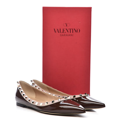 Valentino Garavani Patent Nappa Rockstud Ballerina Flats 40 Cacao Poudre 13 of 13