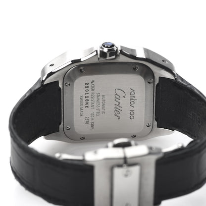 Cartier Stainless Steel Alligator 33mm Santos 100 Automatic Watch 5 of 9