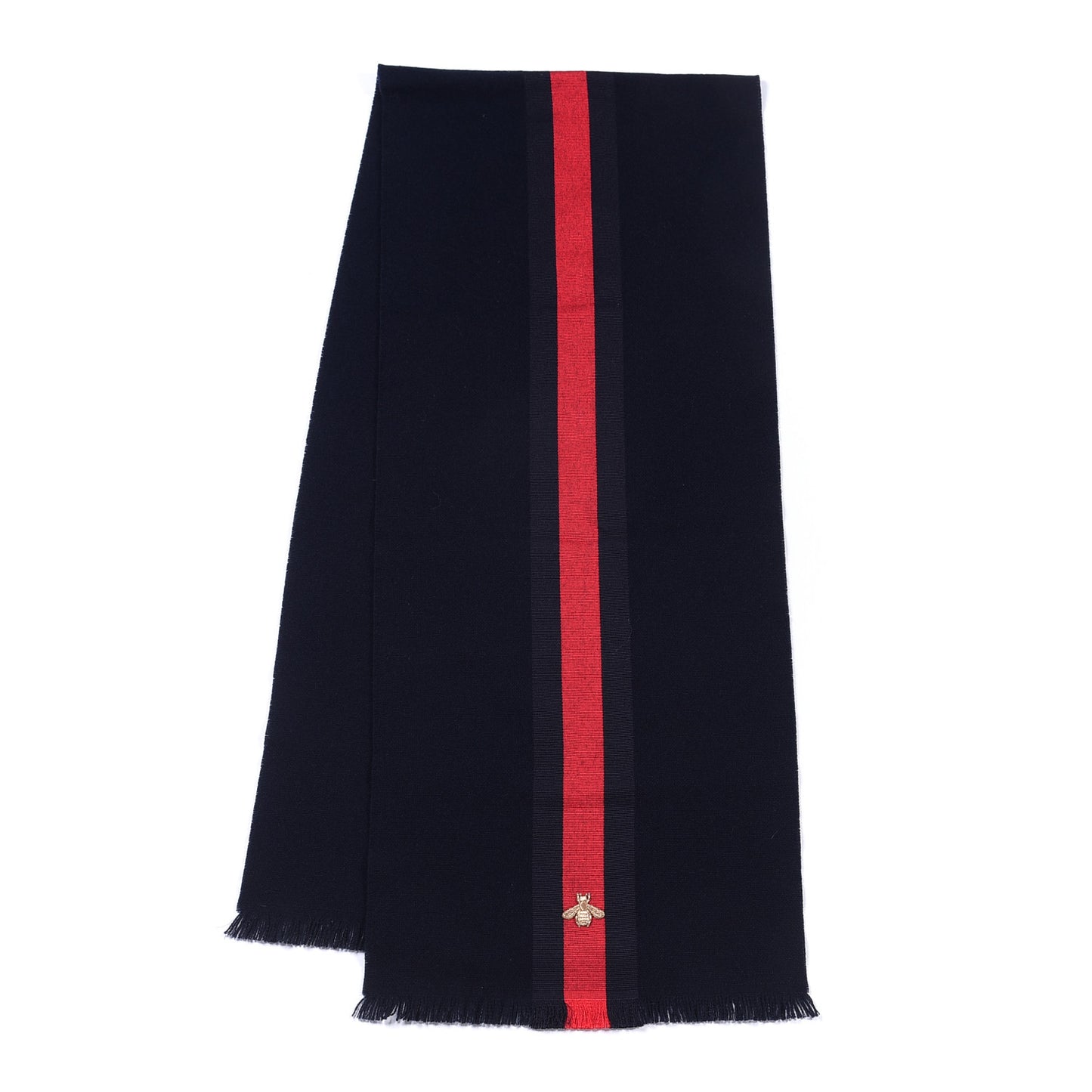 Wool Cashmere Silk Web Bee Scarf Navy