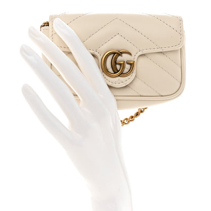 Gucci Calfskin Matelasse Heart GG Marmont 2.0 Coin Purse On A Chain Mystic White 2 of 9