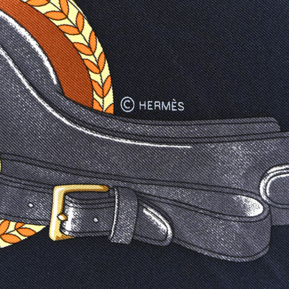 Hermes Silk Carrick a Pompe Scarf 70 Bleu Noir Jaune Soufre 3 of 5