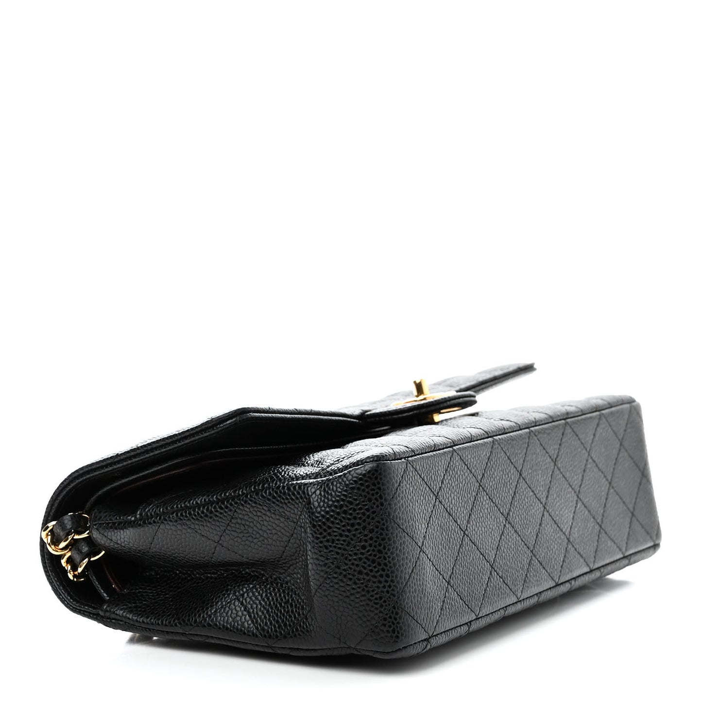 Caviar Quilted Medium Double Flap Black