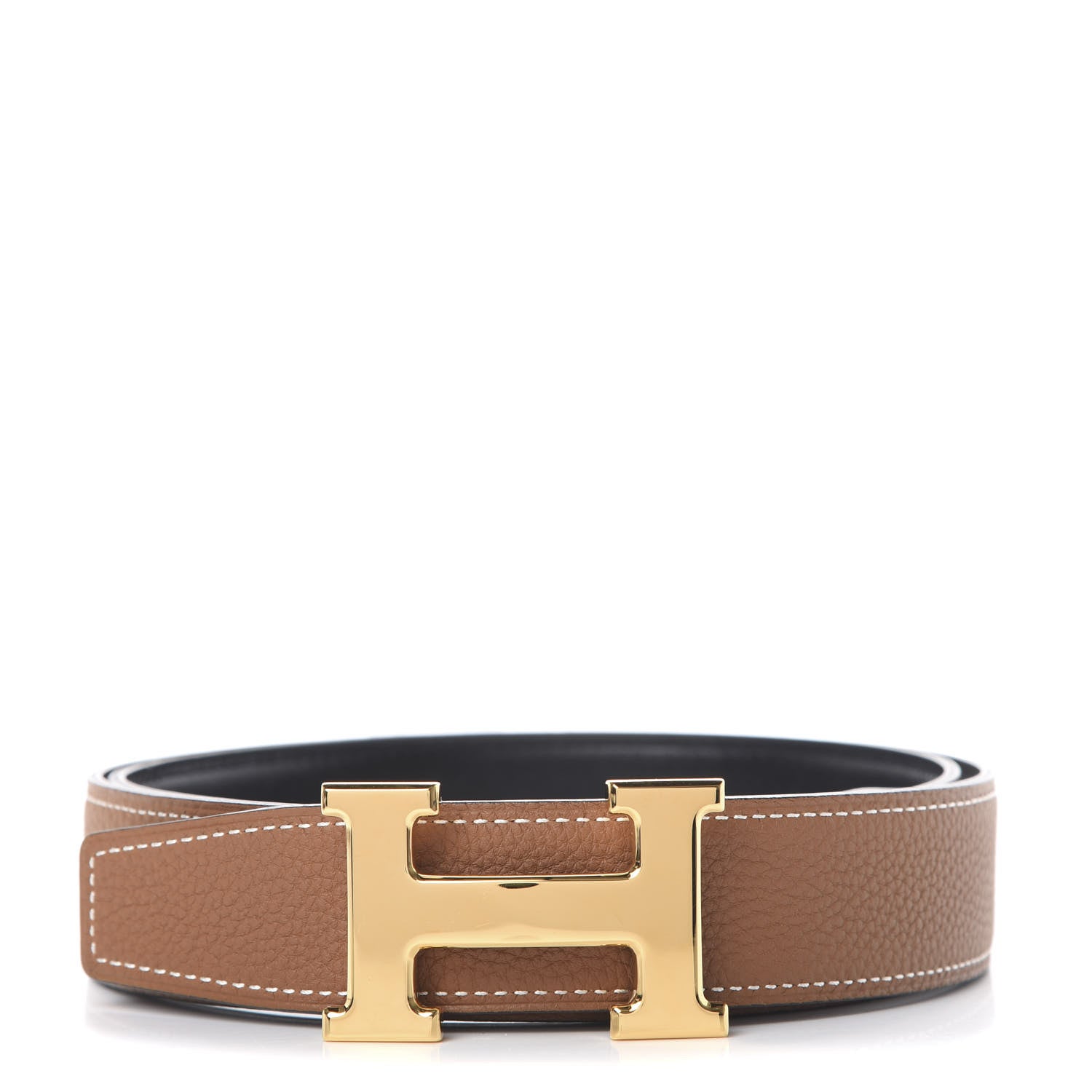 Hermes Box Togo 32mm H Belt 90 Black Gold 1 of 6