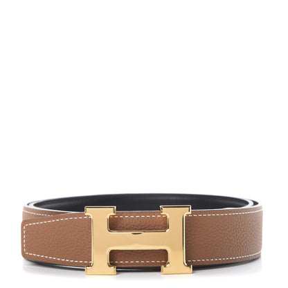 Hermes Box Togo 32mm H Belt 90 Black Gold 1 of 6