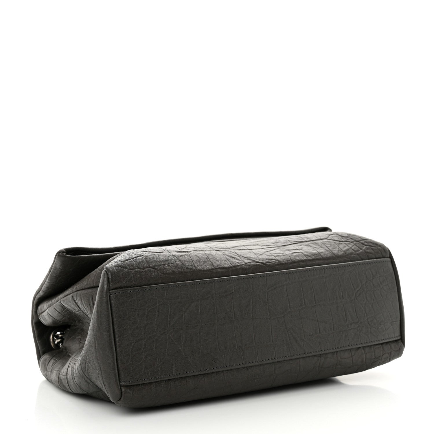 Saint Laurent Calfskin Crocodile Embossed Medium West Hollywood Monogram Fold-Over Earth 4 of 10