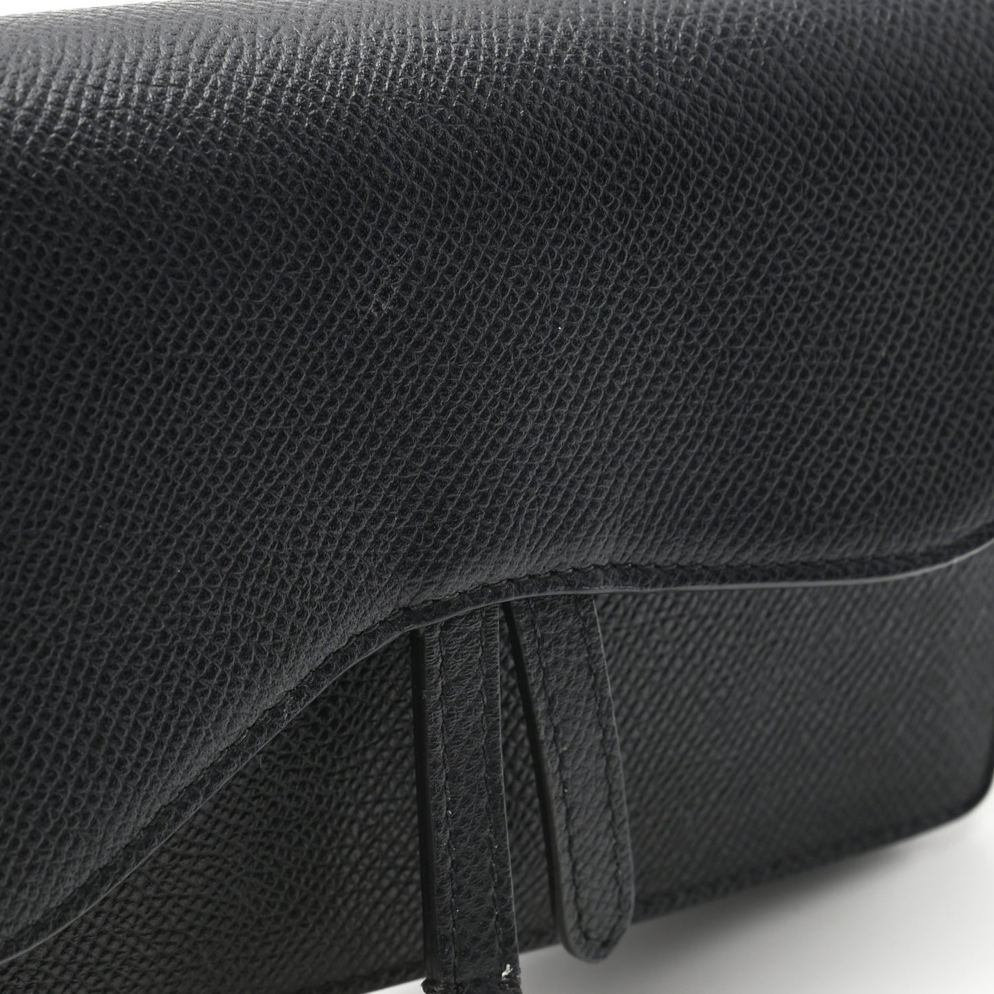 Grained Calfskin Saddle Belt Bag Black