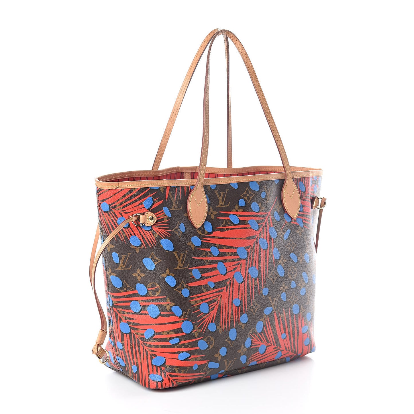 Monogram Jungle Dots Neo Neverfull MM Coquelicot Denim