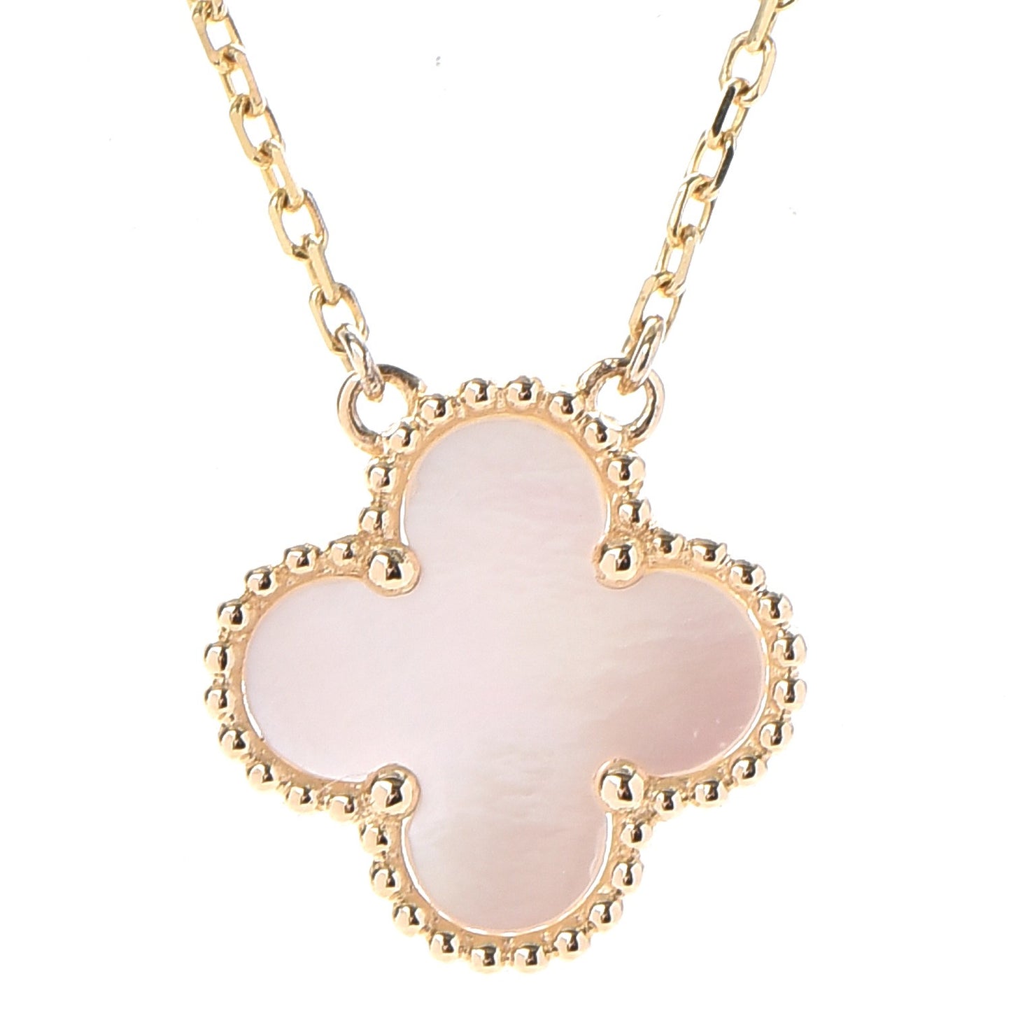 18K Yellow Gold Mother of Pearl Vintage Alhambra Pendant Necklace