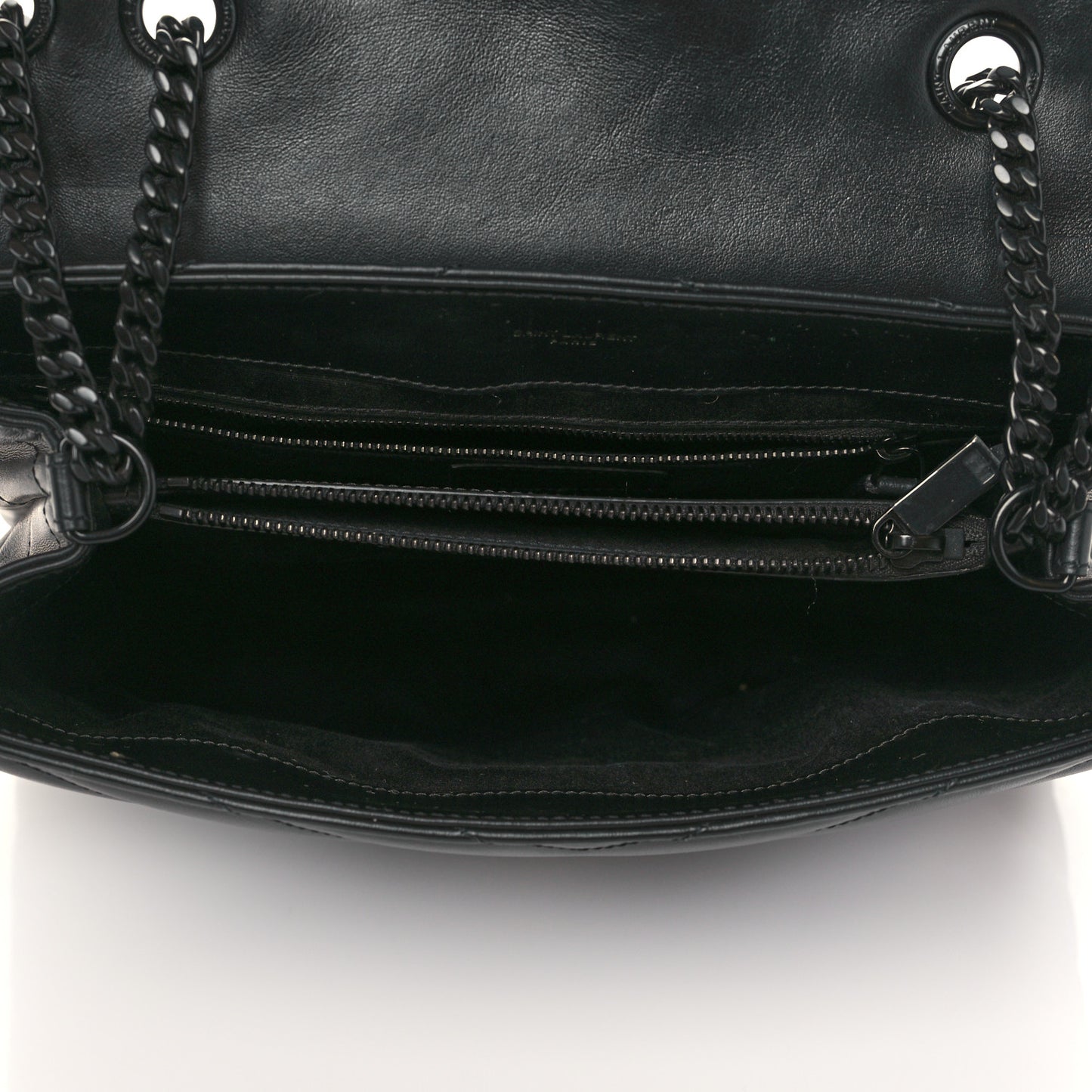 Calfskin Y Quilted Monogram Medium Loulou Chain Satchel Black