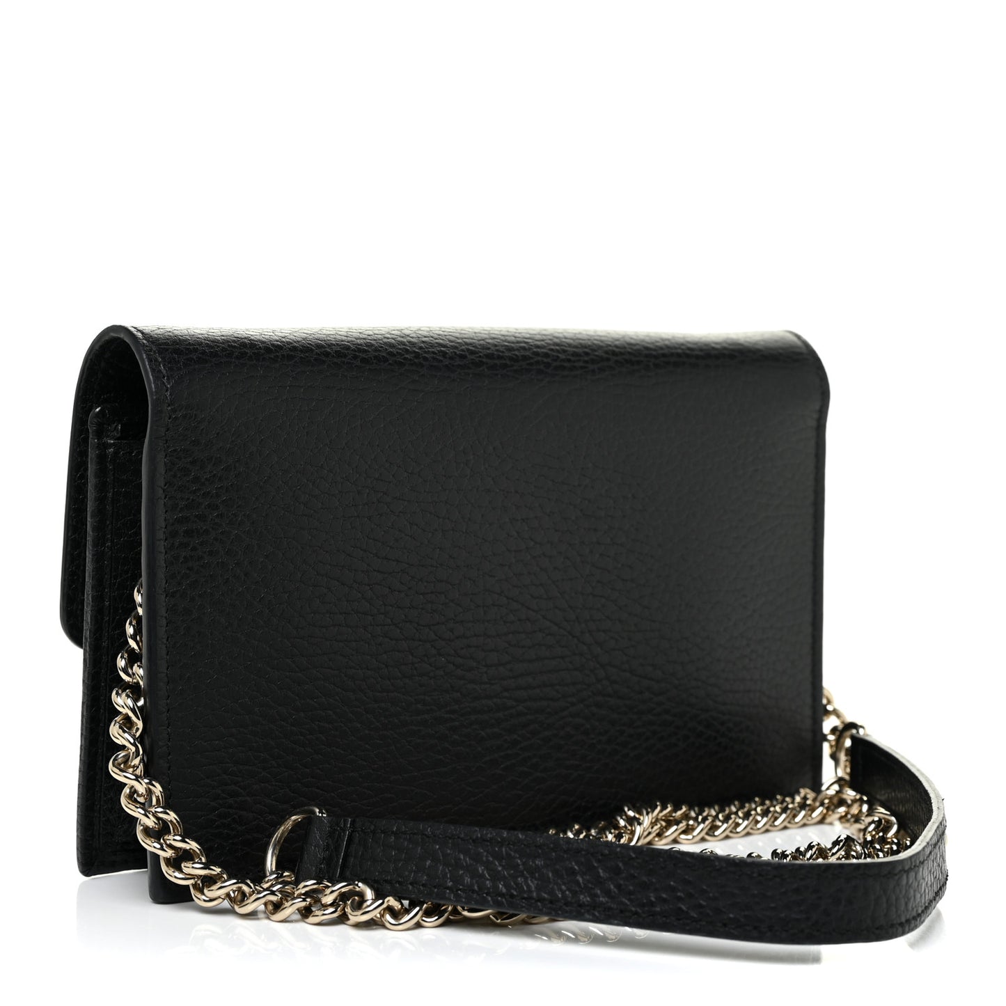 Dollar Calfskin Interlocking G Chain Wallet Black