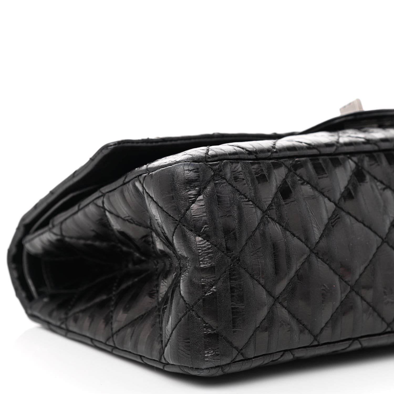 Chanel Metallic Calfskin Striped 2.55 Reissue 226 Flap Black 9 of 11