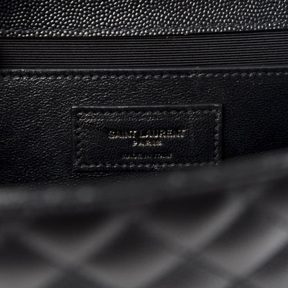 Saint Laurent Grain De Poudre Textured Mixed Matelasse Triquilt Medium Monogram Satchel Black 8 of 9
