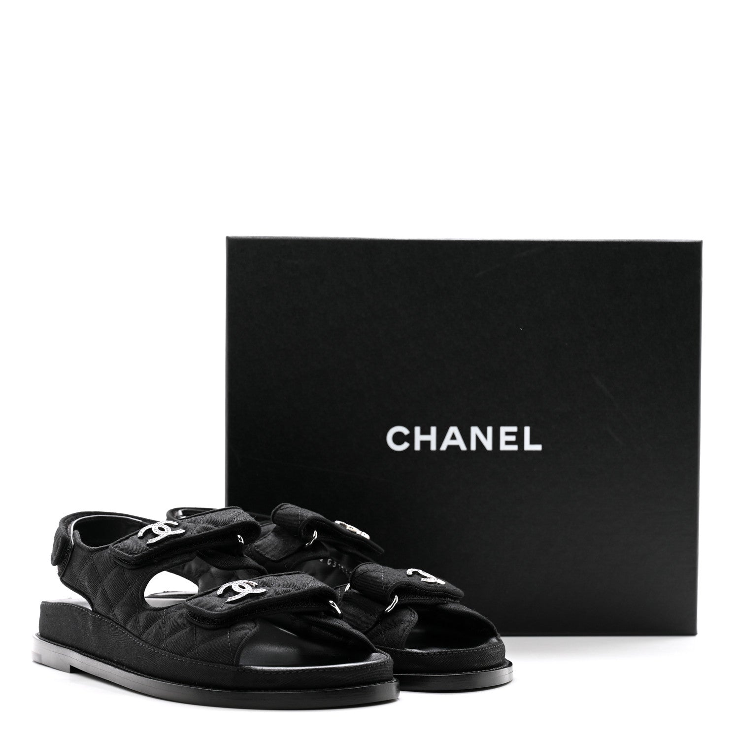 Chanel Mixed Fibers Velcro Dad Sandals 38 Black 38 Black 9 of 9