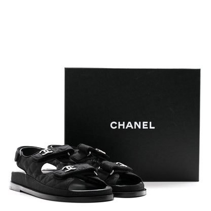 Chanel Mixed Fibers Velcro Dad Sandals 38 Black 38 Black 9 of 9