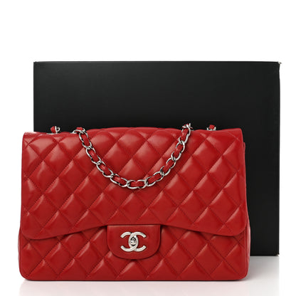 Chanel Lambskin Quilted Jumbo Single Flap Red 14 of 14