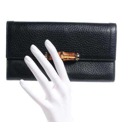 Gucci Leather Bamboo Continental Wallet Black 2 of 8