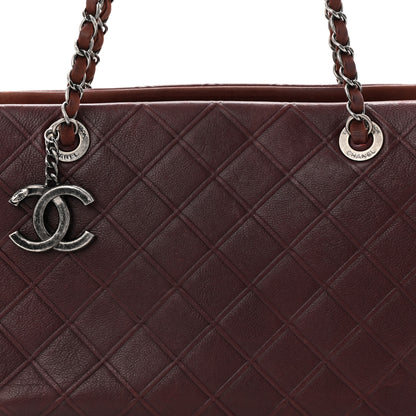 Chanel Calfskin Diamond Embossed Large CC Zip Shopping Tote Burgundy 8 of 15