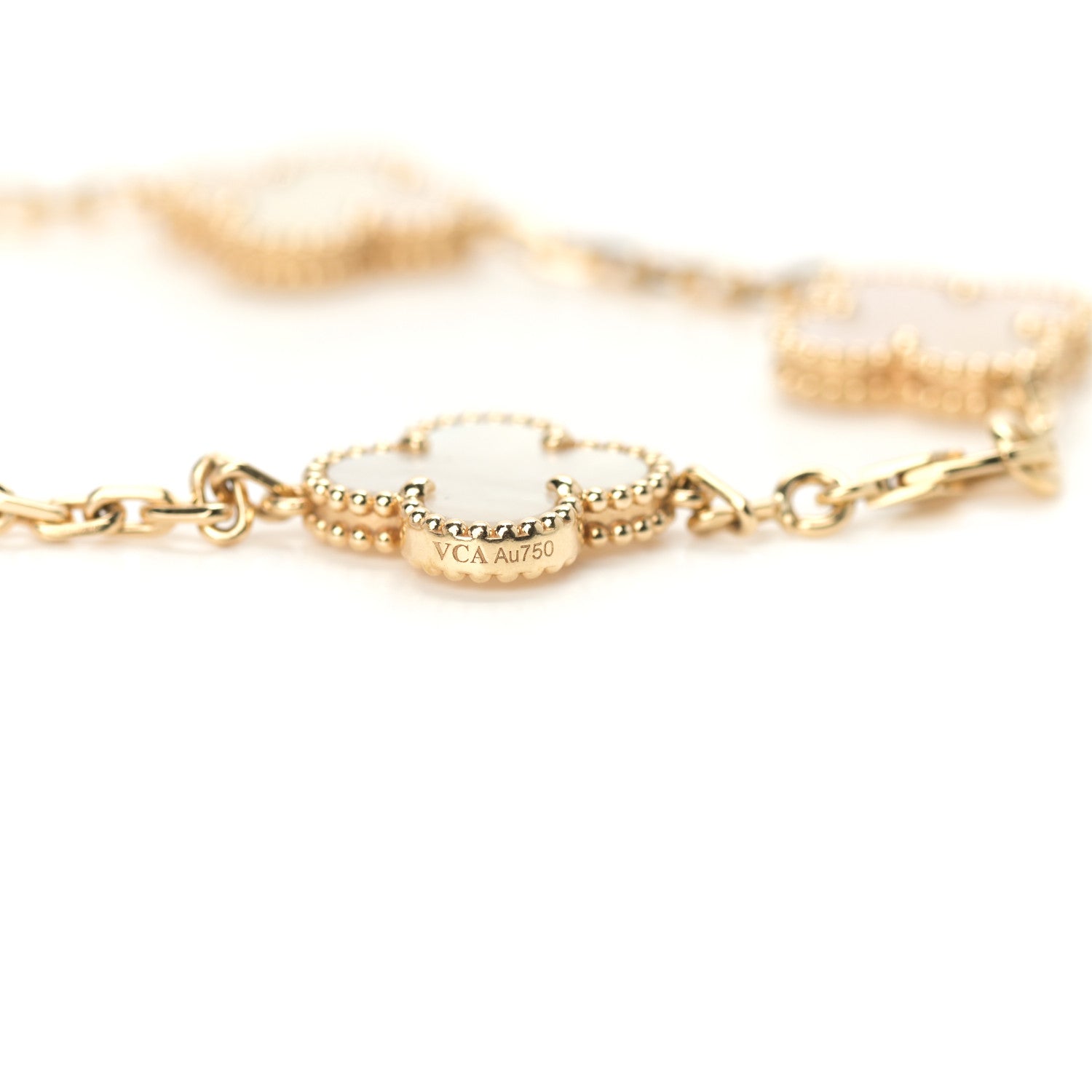 Van Cleef & Arpels 18K Yellow Gold Mother of Pearl 5 Motifs Vintage Alhambra Bracelet 3 of 6