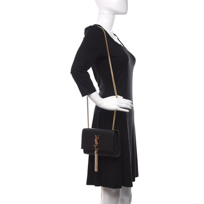 Saint Laurent Smooth Calfskin Small Classic Monogram Kate Tassel Satchel Black 2 of 11