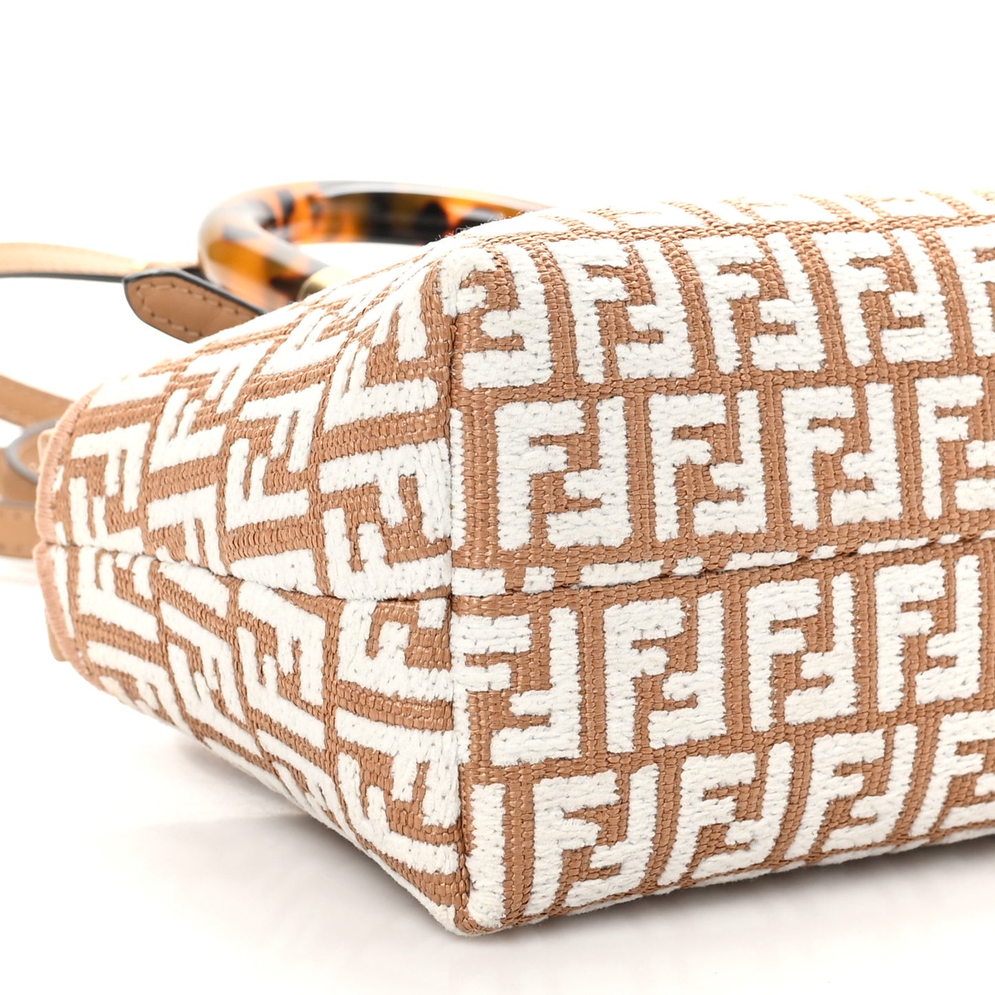 Raffia Chenille Vitello King Plexiglass Micro FF Mini By The Way Top Handle Boston Bag Naturale White