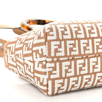 Fendi Raffia Chenille Vitello King Plexiglass Micro FF Mini By The Way Top Handle Boston Bag Naturale White 9 of 10