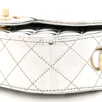 Chanel Mirror Calfskin Metallic Calfskin Medium Hollywood Boulevard Flap With Star Coin Purse Silvery 10 of 10