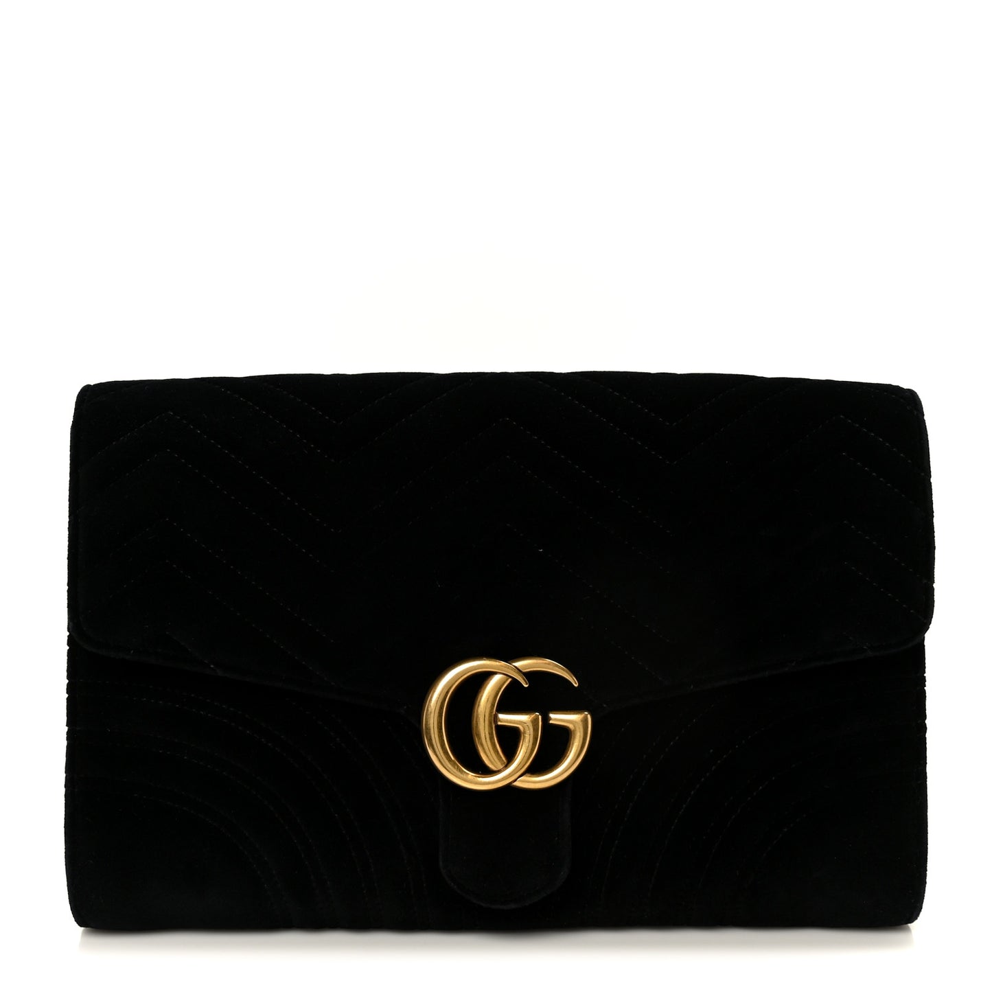 Velvet Matelasse GG Marmont Clutch Black