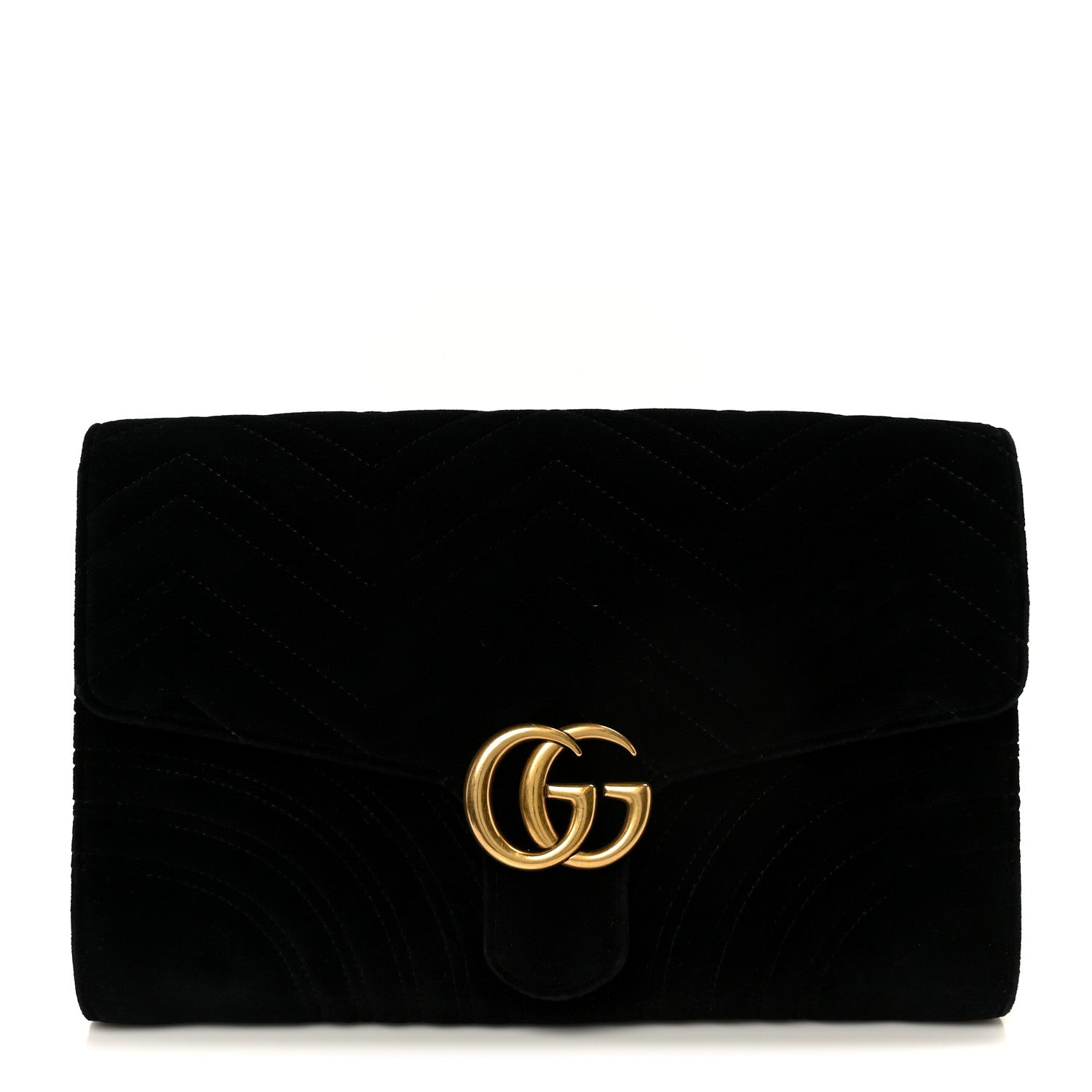 Gucci Velvet Matelasse GG Marmont Clutch Black 1 of 8