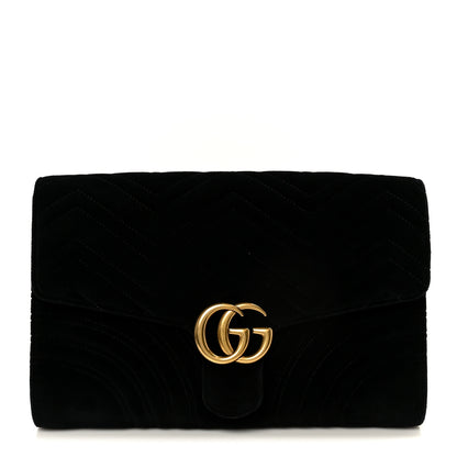 Gucci Velvet Matelasse GG Marmont Clutch Black 1 of 8