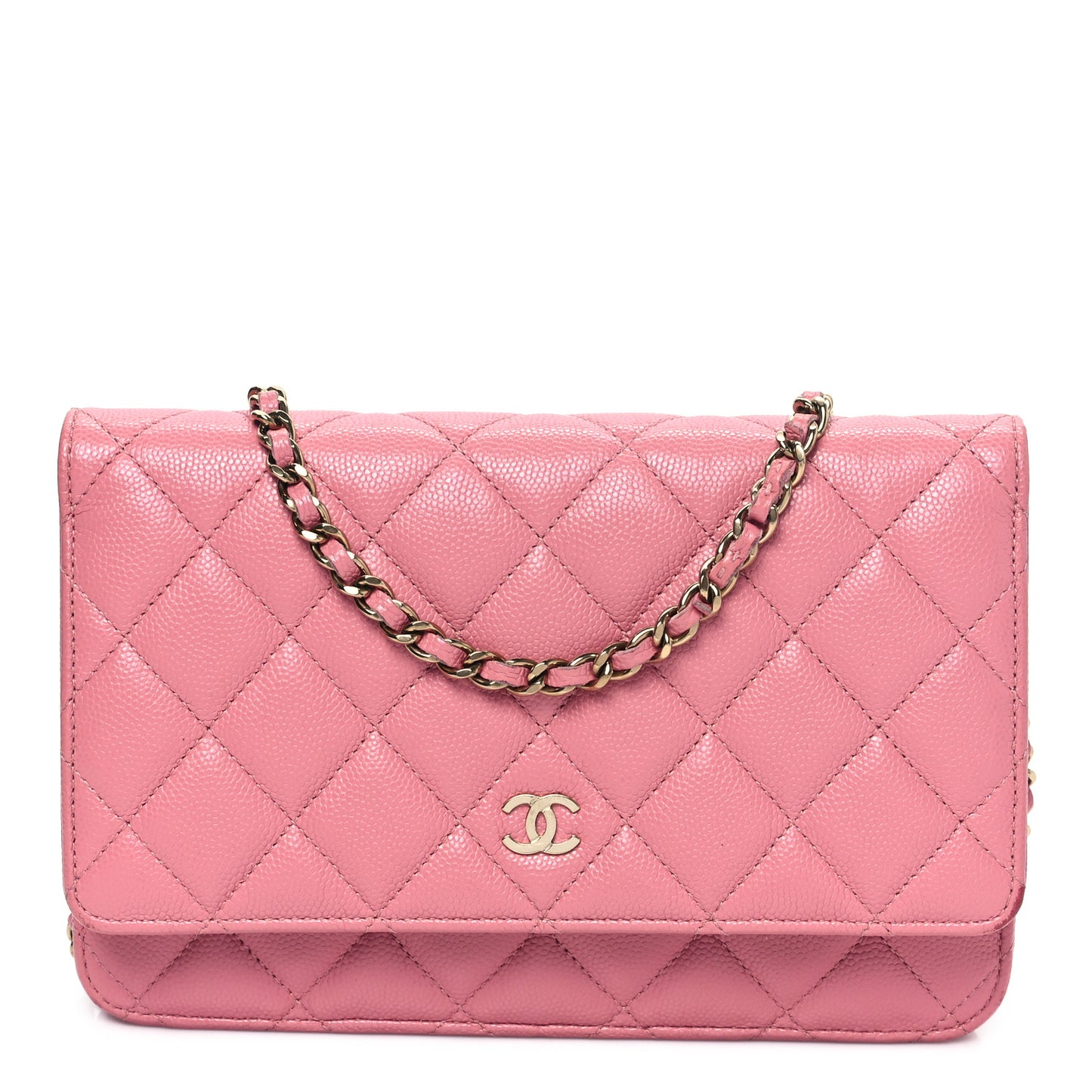 Caviar Quilted Wallet On Chain WOC Dark Pink