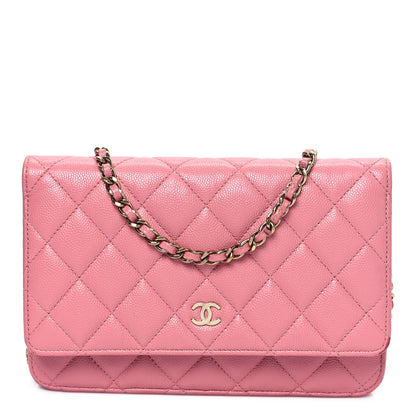 Chanel Caviar Quilted Wallet On Chain WOC Dark Pink 1 of 12