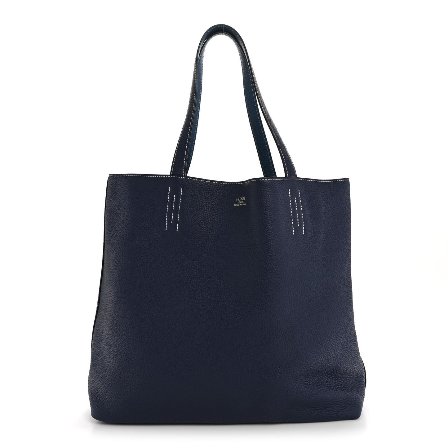 Taurillon Clemence Double Sens 45 Reversible Tote Bleu Izmir Bleu Saphir