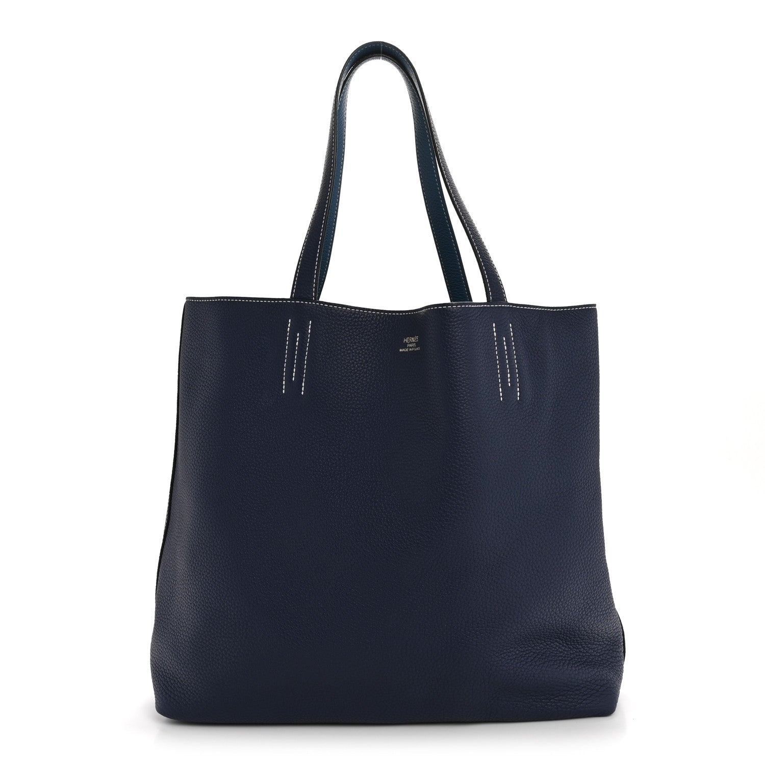Hermes Taurillon Clemence Double Sens 45 Reversible Tote Bleu Izmir Bleu Saphir 3 of 21