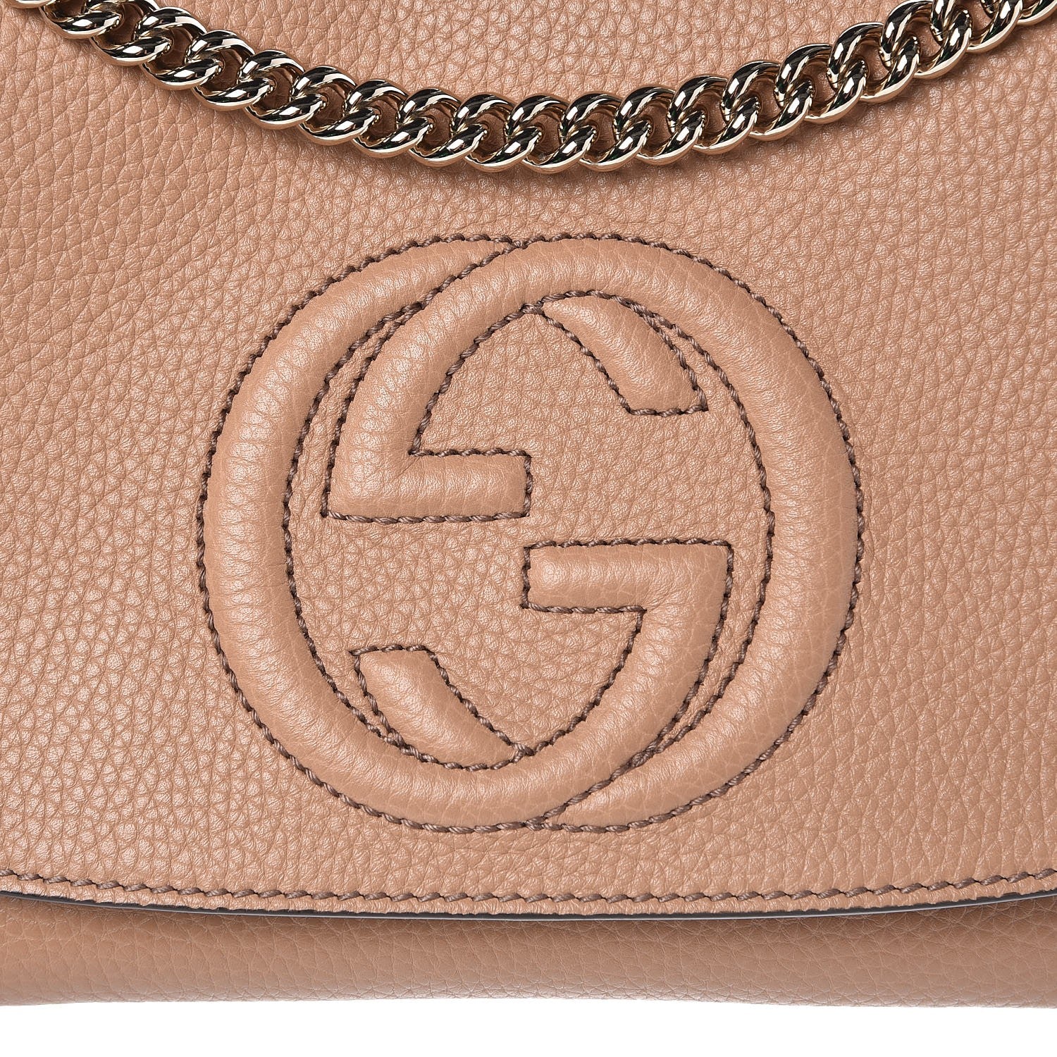 Gucci Pebbled Calfskin Medium Soho Flap Crossbody Camelia 8 of 8