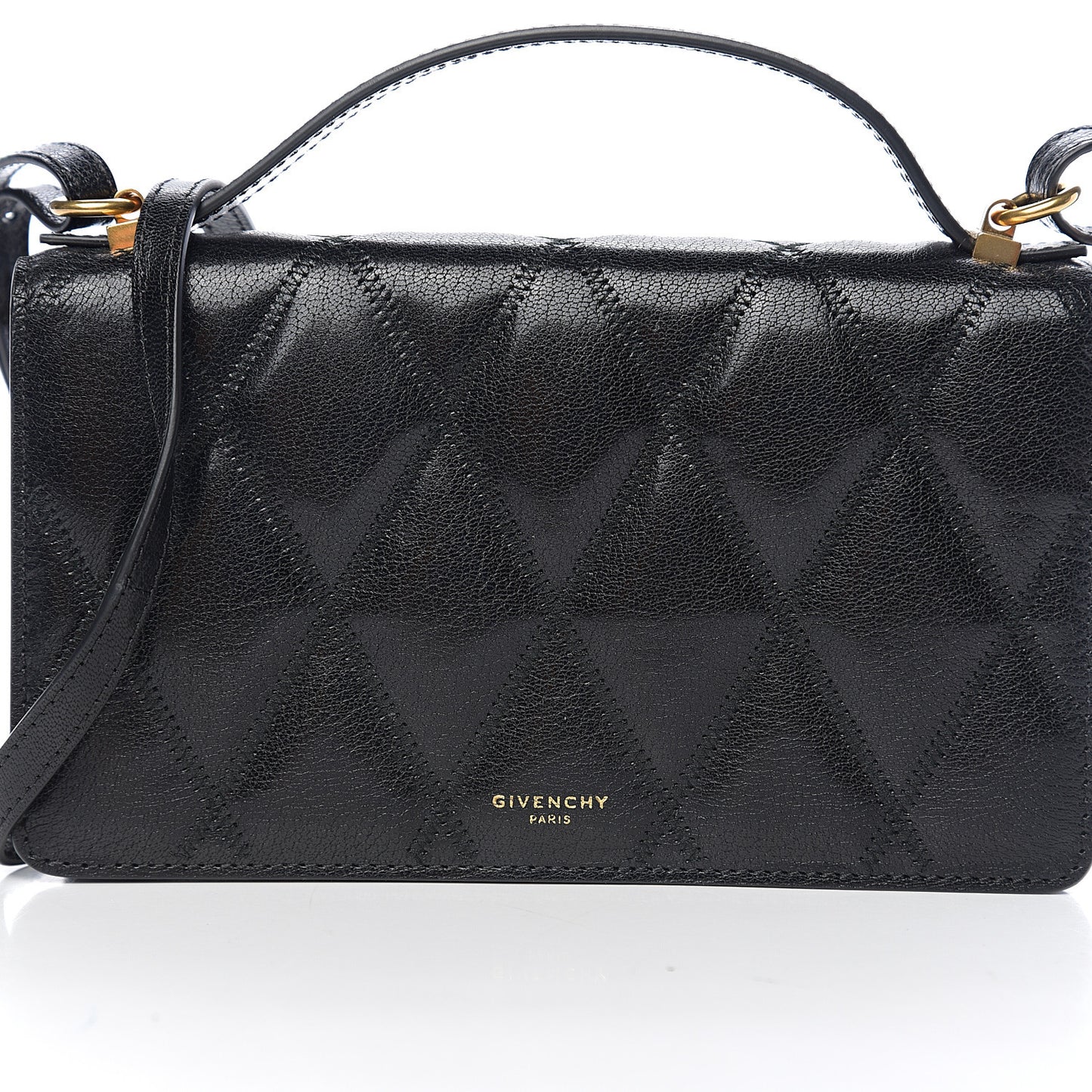 Goatskin Quilted GV3 Strap Wallet Black
