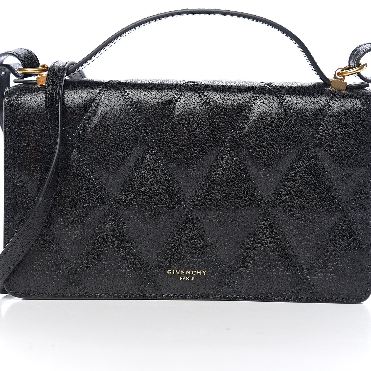 Givenchy Goatskin Quilted GV3 Strap Wallet Black 8 of 8